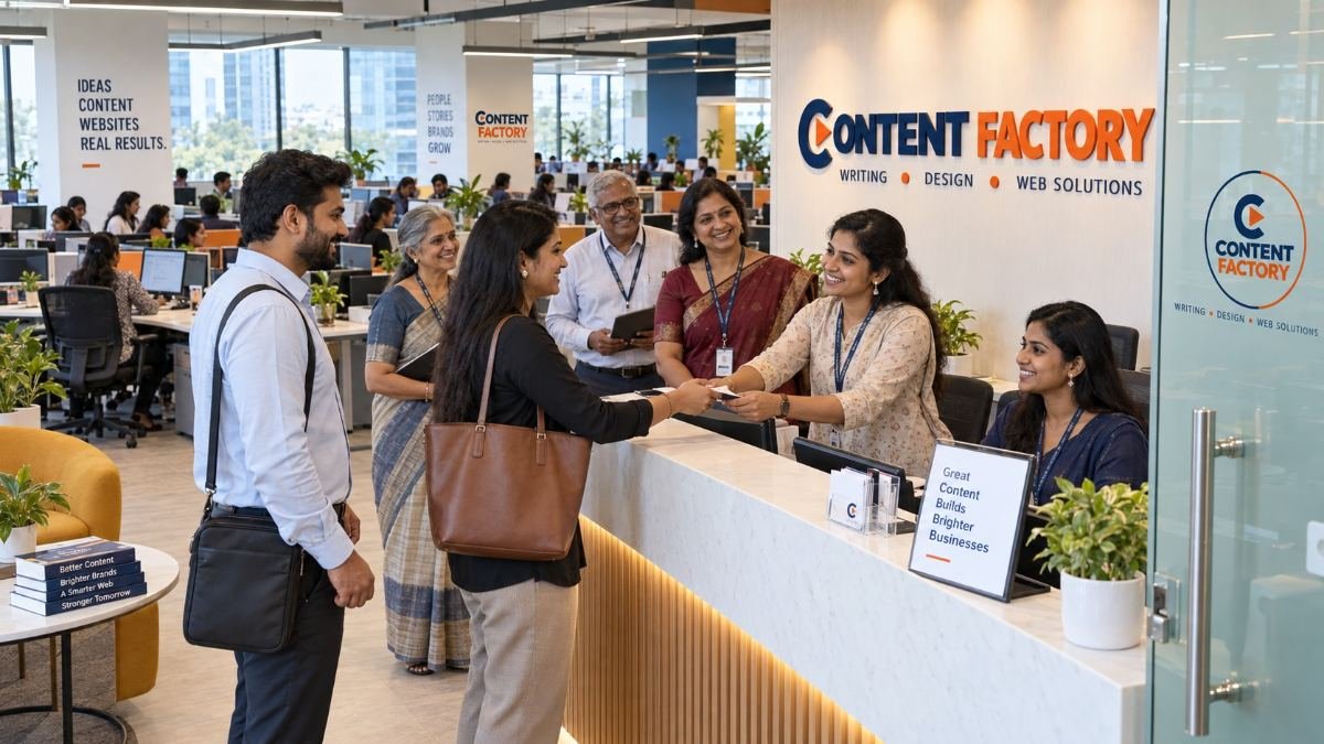 An editor reviewing a manuscript at the Content Factory agency in Chennai