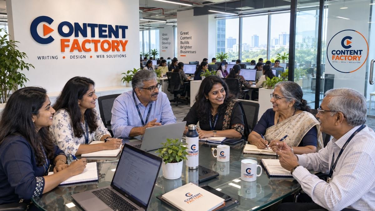 An academic writer drafting a chapter at the Content Factory agency in Chennai