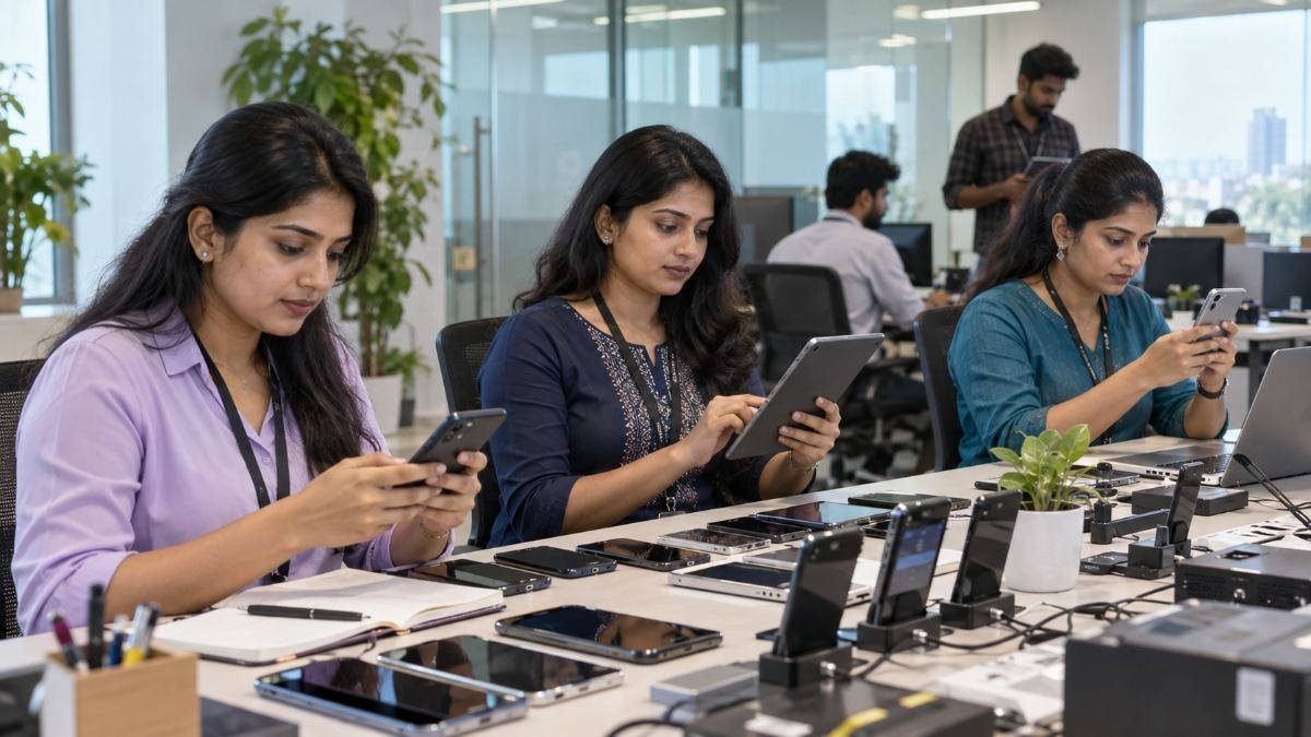 Mobile device testing at Content Factory, Chennai